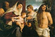 Sebastiano del Piombo, La Sainte Famille avec sainte Catherine, saint Sebastien et un donateur